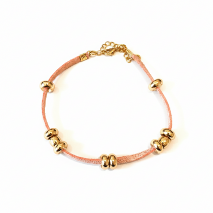Pink Cord & Gold Ring Bracelet