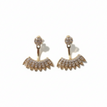 Gold Ear Jacket Earrings - Crystal Fan Design – Image 2