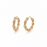 Gold Twisted Hoop Earrings - Rope Design
