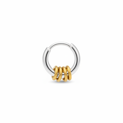 Silver & Gold Coil Knot Huggie Hoop – Single