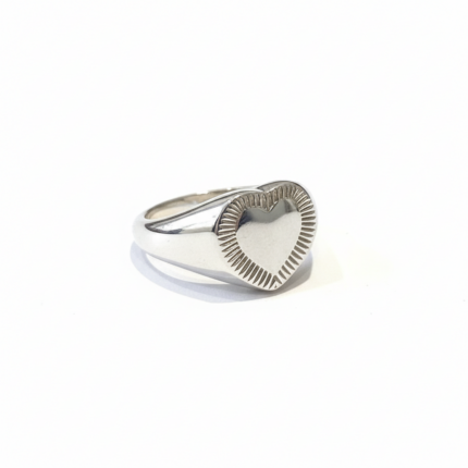 Silver Heart Signet Ring