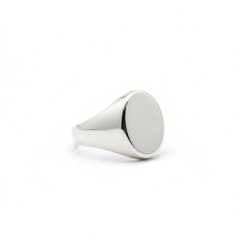 silver-signet-ring-angle-view Silver Signet Ring - Classic Oval Design – Image 1