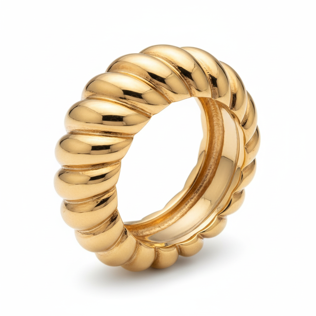twisted-rope-ring-gold Chunky Twisted Rope Ring - Gold & Silver – Image 1