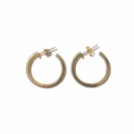 Gold Textured Hoop Earrings - Beaded Detail – Image 2