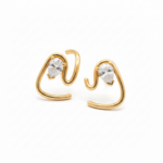 Side view of Crystal Curve Earrings showing dimensional design