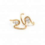 Crystal Curve Earrings in gold tone on white background